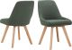 Lot de 2 chaises de salle à manger Radi Tissu Vert et Bois clair