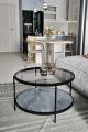 Table basse ronde kadira D73cm Métal Noir et Verre Transparent