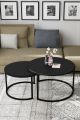 Lot de 2 tables gigognes Borrina Bois et Métal Noir