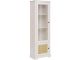 Armoire Vitrine Gaëlen L60xH180cm Pin blanc avec cannage Beige