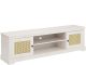 Meuble TV 2 portes avec cannage Gaelen L175cm Pin massif Blanc et Beige