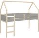 Lit cabane surélevé pour enfant Callini avec sommier 90x200cm Gris et Bois clair