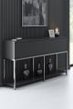 Console style contemporain Nelly L150cm Bois Anthracite et Métal Argent