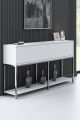 Console style contemporain Nelly L150cm Bois Blanc et Métal Argent