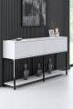 Console style contemporain Nelly L150cm Bois Blanc et Métal Noir