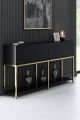 Console style contemporain Nelly L150cm Bois Noir et Métal Or