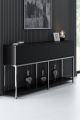 Console style contemporain Nelly L150cm Bois Noir et Métal Argent