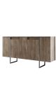 Buffet moderne 4 portes Sibylle L160cm Bois foncé et Métal Argent