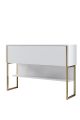 Console moderne 1 porte Sibylle L120cm Bois Blanc et Métal Or