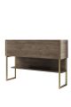 Console moderne 1 porte Sibylle L120cm Bois foncé et Métal Or