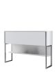 Console moderne 1 porte Sibylle L120cm Bois Blanc et Métal Argent