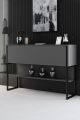 Console moderne 1 porte Sibylle L120cm Bois Anthracite et Métal Noir