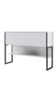 Console moderne 1 porte Sibylle L120cm Bois Blanc et Métal Noir