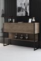 Console moderne 1 porte Sibylle L120cm Bois foncé et Métal Noir