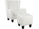 Fauteuil bergère avec tabouret Zahyl Tissu bouclette Blanc