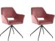 Lot de 2 chaises avec accoudoirs Verrah Velours Rose et Métal Noir