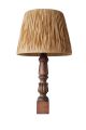 Lampe à poser style vintage Hany D33cm Bois tourné foncé et Tissu Brun