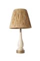 Lampe à poser style boho-chic Ritta D27cm Tissu Beige foncé et Bois Crème vieilli