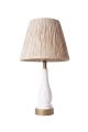 Lampe à poser style boho-chic Ritta D27cm Tissu Beige et Bois Blanc vieilli