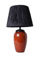 Lampe à poser design joudy D33cm Raphia Marron foncé et Céramique Rouge