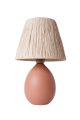 Lampe à poser moderne Evalia D24cm Tissu Beige et Céramique Orange