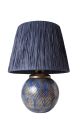 Lampe à poser design Sphéra D33cm Raphia Bleu foncé et Céramique Bleu et Or