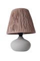 Lampe à poser moderne Evaly D24cm Tissu Marron et Céramique Grège