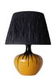 Lampe à poser design Jouda D30cm Raphia Noir et Céramique Orange et Noir