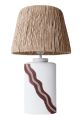 Lampe à poser moderne Swero D33cm Raphia Naturel et Céramique Blanc, Marron et Beige