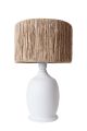 Lampe à poser design Auria D30xH50cm Raphia Naturel et Céramique Blanc