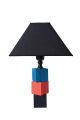 Lampe à poser moderne Cubino D29cm Tissu Noir et Bois Noir, Rouge et Bleu