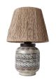 Lampe à poser moderne Brouno D20cm Raphia Naturel et Céramique Marron et Beige