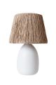 Lampe à poser design Yoris D20cm Raphia Naturel et Céramique Blanc