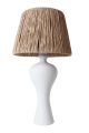 Lampe à poser design Auria D33xH63cm Raphia Naturel et Céramique Blanc