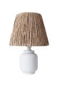 Lampe à poser moderne Kadija D25cm Raphia Naturel et Céramique Blanc