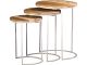 Lot de 3 tables basses gigognes Soffya Motif Floral Bois de manguier Naturel et Métal Blanc