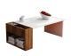 Table basse avec rangement Biros L95cm Bois foncé et Blanc