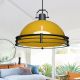 Suspension moderne style industriel vintage Ø30cm Orlanet Métal Noir et Jaune brillant