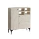 Buffet moderne 3 portes Rawan L100cm Effet travertin Beige et Noir