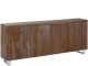 Buffet moderne 4 portes Logeno L200cm Pin massif patiné Marron