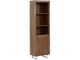 Étagère bibliothèque moderne 1 porte Logeno L55xH180cm Pin massif patiné Marron