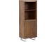 Étagère bibliothèque moderne 1 porte Logeno L55xH140cm Pin massif patiné Marron