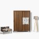 Armoire 2 portes coulissantes avec miroir Olgina L140xH216cm Bois foncé