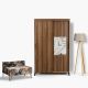 Armoire 2 portes coulissantes avec miroir Olgin L120xH216cm Bois foncé