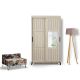 Armoire 2 portes coulissantes avec miroir Olgin L120xH216cm Bois Chêne clair