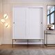 Armoire 2 portes coulissantes Imperiosus L150xH200cm Bois Blanc et Métal Noir