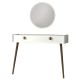 Console style scandinave avec miroir rond Balzer L120cm Blanc et Bois foncé