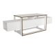 Meuble TV Pirarucu 160cm Bois Blanc et Or