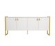 Buffet bas 4 portes Corina L180cm Blanc et Or