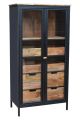 Meuble garde-manger 2 portes vitrées Vohitra L90cm Bois de manguier Naturel et Noir